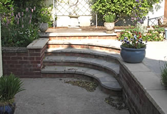 Curved pool steps, concrete slabs