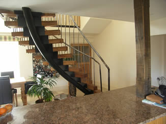 Spiral staircase, oak, stainless steel forged