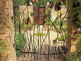 Ornamental blacksmith gate - copper detail